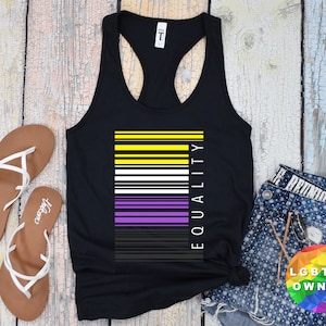Equality Nonbinary Flag Racerback Tank Top, Nonbinary Gift Ideas, Non Binary Outfit, Subtle Enby Pride, Cute Non-Binary Clothing, Enby Art