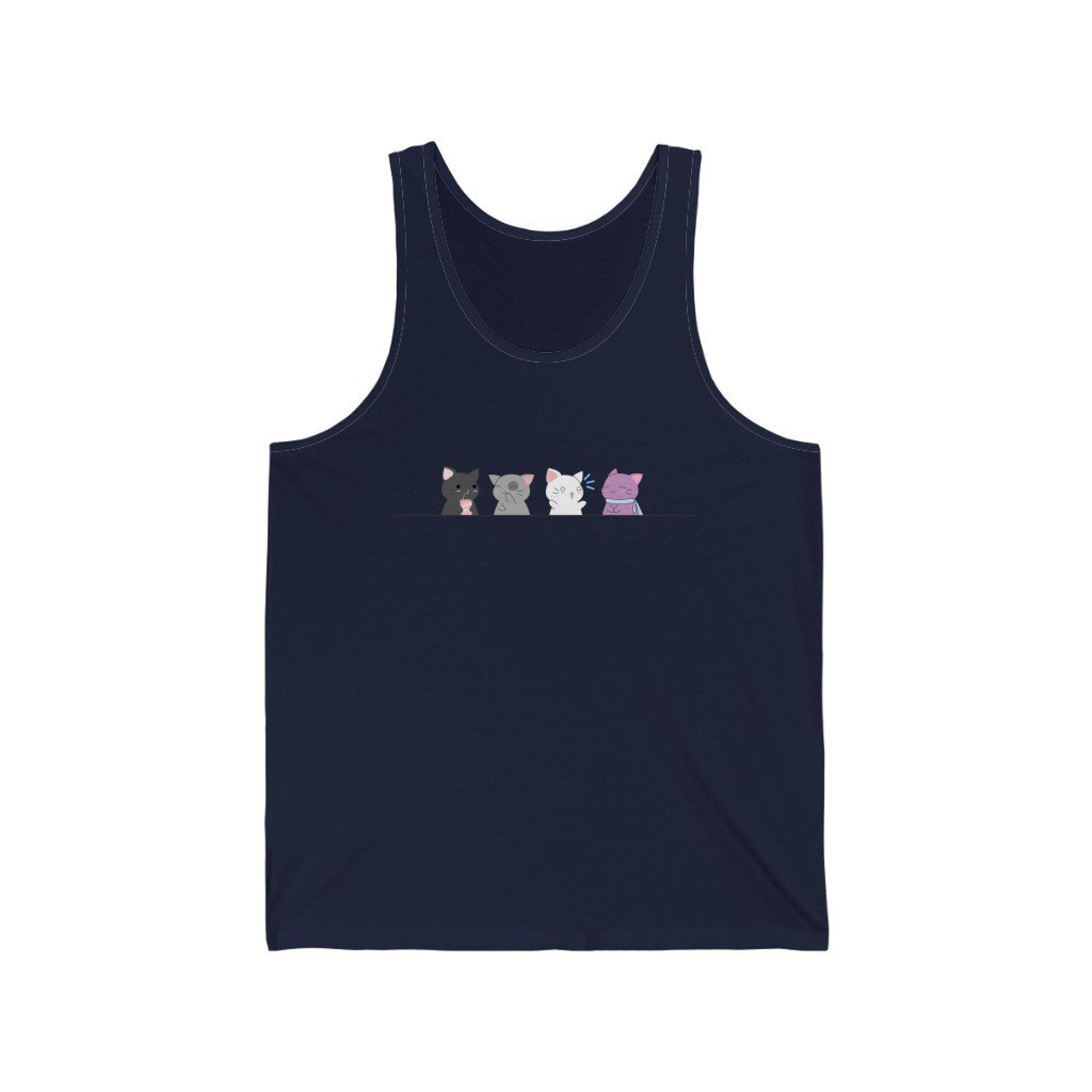 Kawaii Cats Asexual Pride Tank Top - Asexual Tank Top - Gender Neutral Tank Top