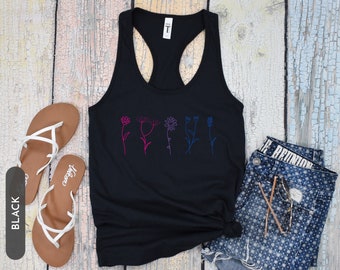 Bisexual Wildflower Racerback Tank, Bisexual Rights, Bisexual Pride, Subtle Bisexual, Bisexual Tank Top, Bi Tank Top, Women Size Tank Top