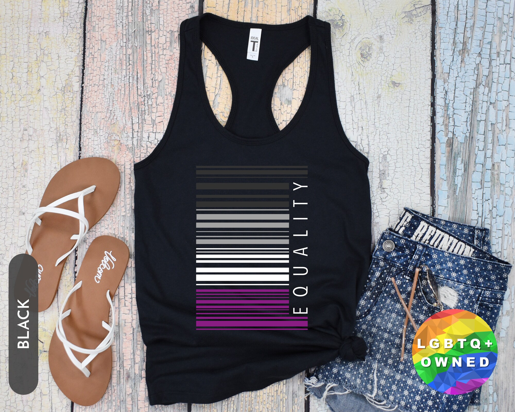 Equality Asexual Flag Racerback Tank Top - Asexual Pride Tank Top, Subtle Asexual