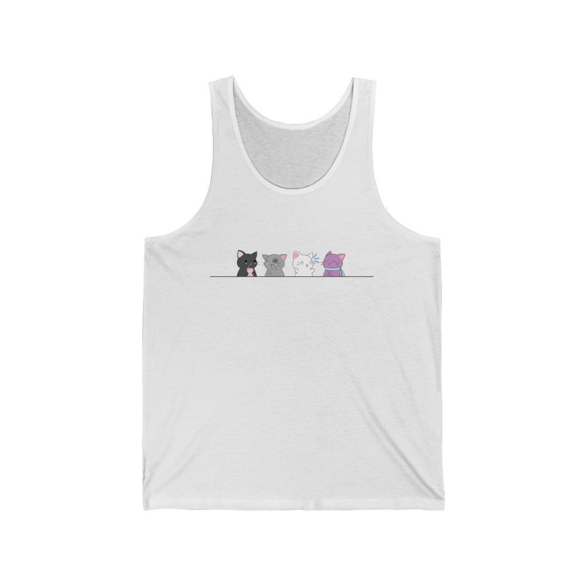 Discover Kawaii Cats Asexual Pride Tank Top - Asexual Tank Top - Gender Neutral Tank Top