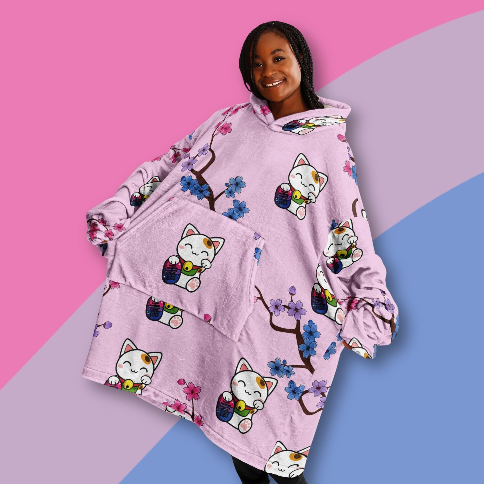 Lucky Cat Bisexual Hoodie Blanket Oversized Bi Hoodie Bisexual Blanket Bi Pride Bisexual Sweatshirt Bisexual Pride LGBTQ Subtle Pride Etsy