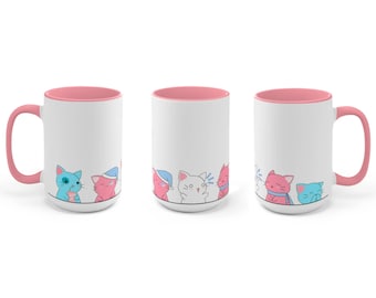 Kawaii Cats Trans Mug, Trans Pride Mug, Transgender Mug, Cute Trans Gift, Trans Rights Mug, Kawaii Trans, Subtle Trans, Subtle Pride