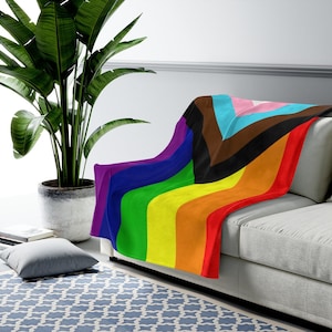 Progress Pride Flag Plush Blanket, LGBTQ Pride, Lgbtq Flag, Lgbtq Color, Cute Lgbtq, Lgbtq Friend, Lgbtq Gift, Pride Color, Cute Pride