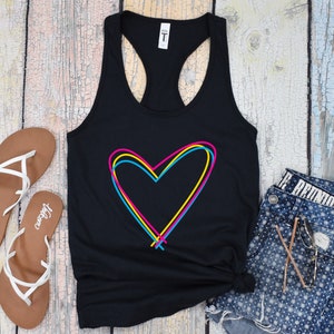 Pansexual Big Heart Raceback Tank Top, Pansexual Pride, Pan Tank Top, Pansexual Rights, Pansexual Gift Ideas, Pansexual Tank Top