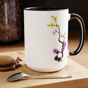 Sakura Enby Accent Mug 15oz, Enby Pride, Enby Color, Nonbinary Flag Color, Enby Gift, Nonbinary Gift, Non Binary Pride, Non-Binary Gifts