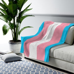 Trans Flag Plush Blanket, Trans Pride Flag Blanket, Transgender Flag Blanket, LGBT Flag Blanket, Trans Rights, Cute Trans, Soft Trans