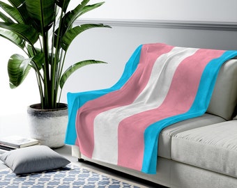 Trans Flag Plush Blanket, Trans Pride Flag Blanket, Transgender Flag Blanket, LGBT Flag Blanket, Trans Rights, Cute Trans, Soft Trans