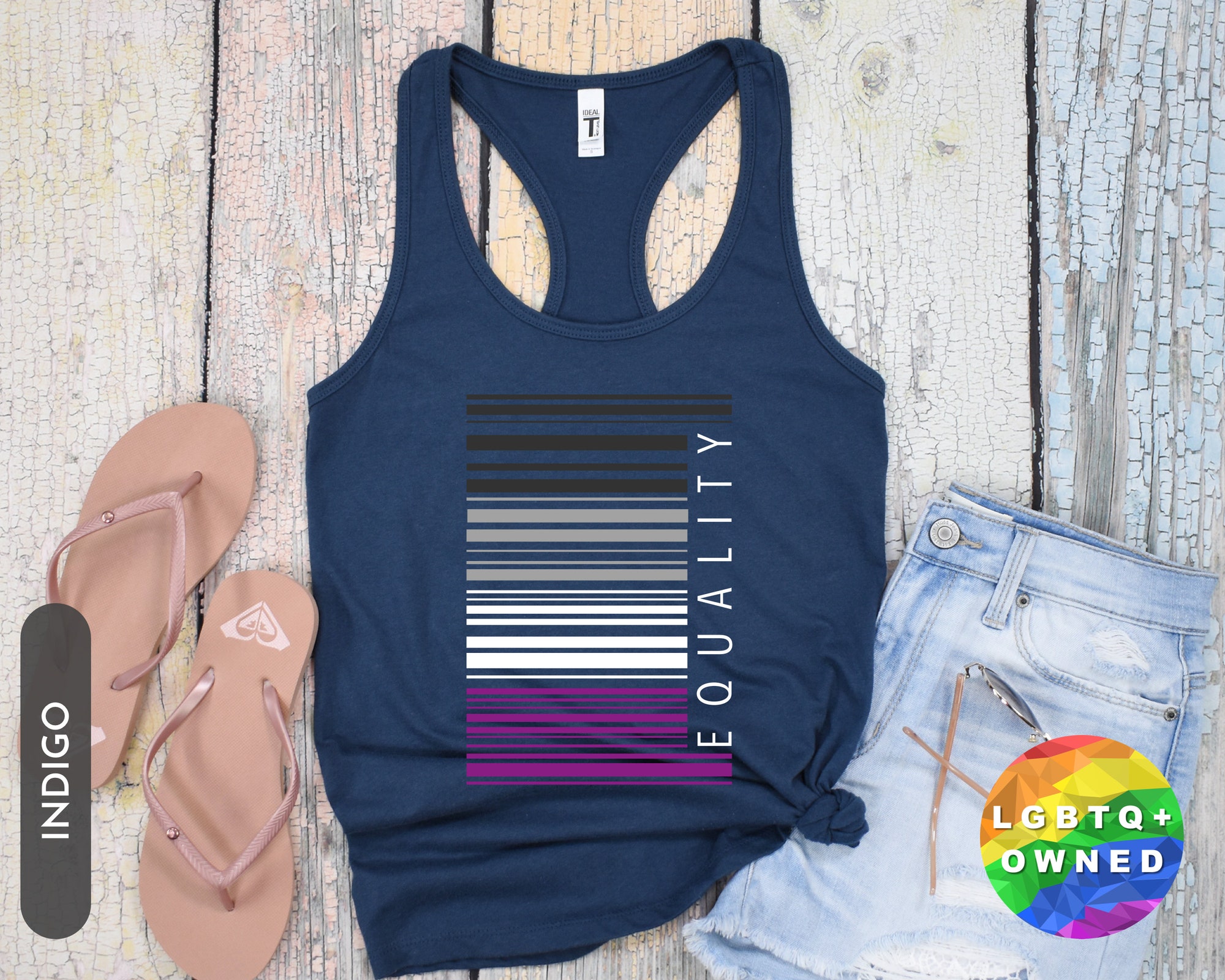 Equality Asexual Flag Racerback Tank Top - Asexual Pride Tank Top, Subtle Asexual