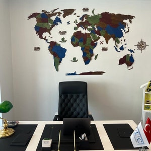 Arte de parede com mapa-múndi 3D: eleve a decoração da sua casa - inspire a exploração global - ideal para escritórios, salas de estar, quartos de crianças e berçários