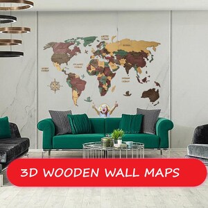 Educatief voor kinderen, houten wereldkaart, 3D-kaart, kunst aan de muur, cadeau voor echtgenoot, wanddecoratie, reiskaart, kinderkamer, ontwerpkantoor, slaapkamerinrichting