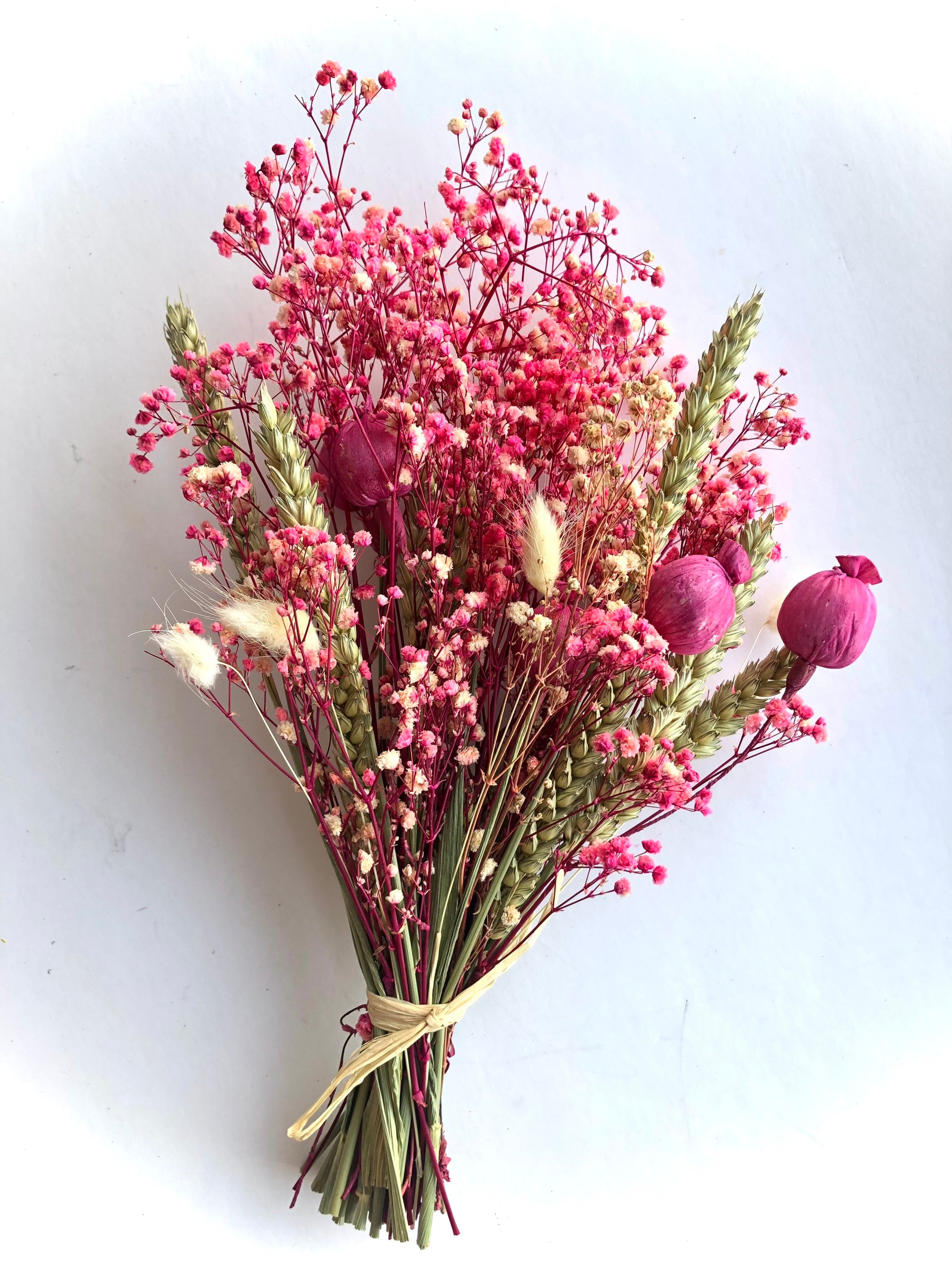 Bouquet de Fleurs Séchées France - Cadeau Fête Des Grands-Mères Longueur 28cm Env Largeur 15cm Env.