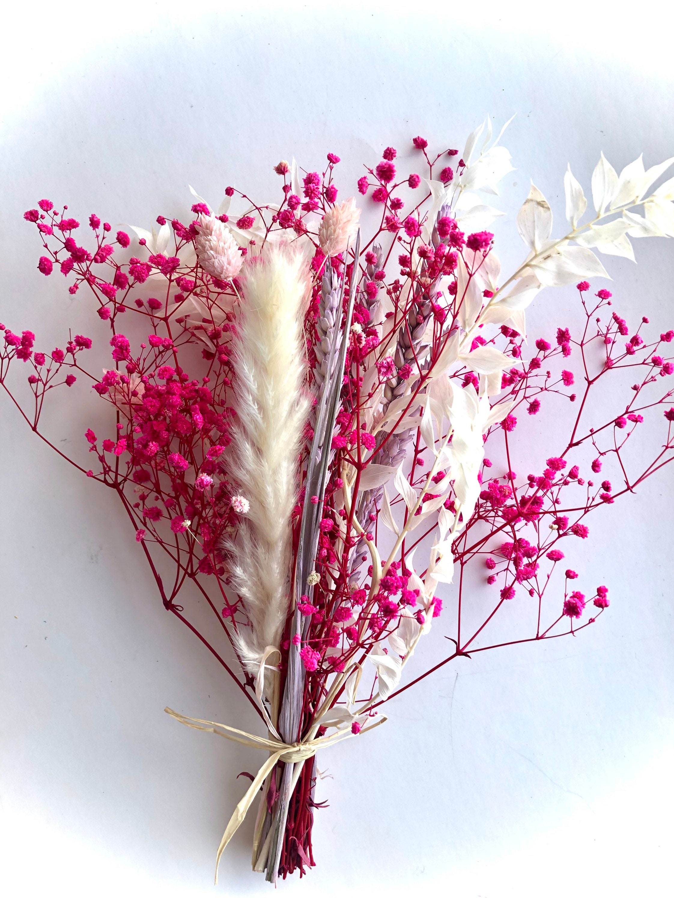 Bouquet de Fleurs Séchées France - Cadeau Fête Des Grands-Mères Longueur 28cm Env Largeur 15cm Env.