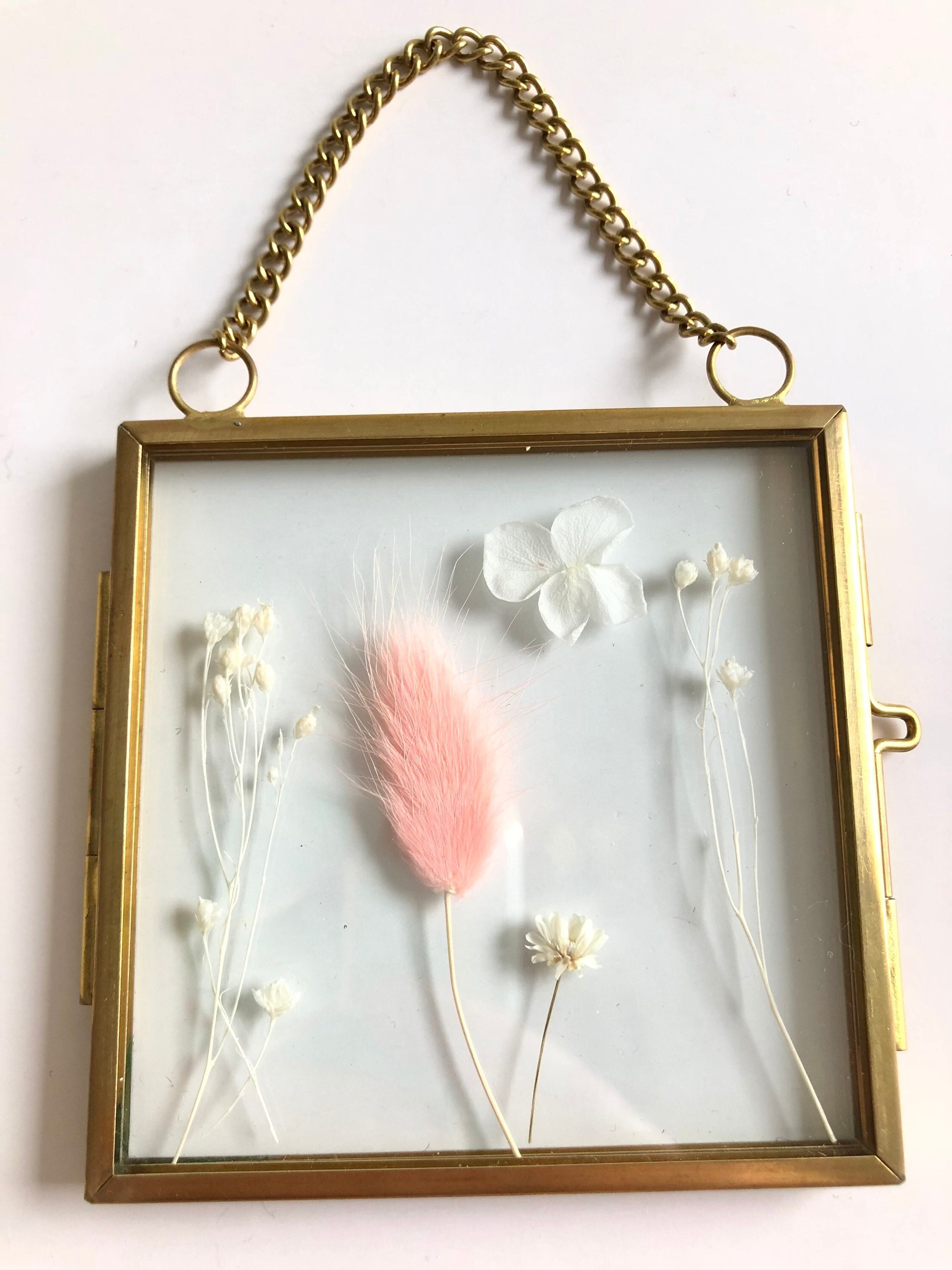 Cadres Dorées Remplies de Fleurs Séchées - Décoration Intérieure Murale Couleur Or Dorée Cadeau Fête