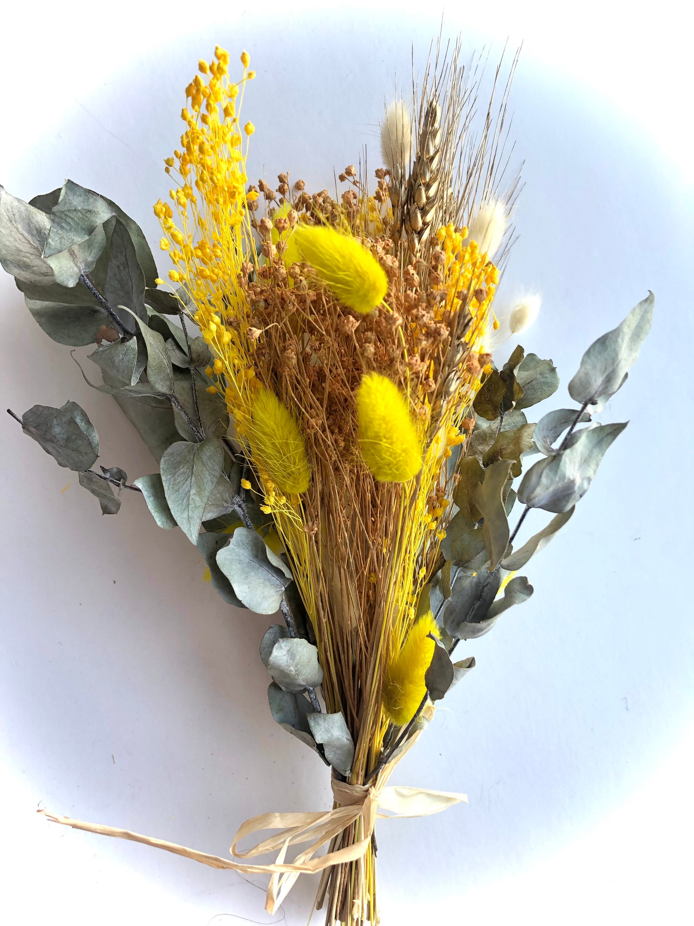 Bouquet de Fleurs Séchées France - Cadeau Fête Des Grands-Mères Longueur 28cm Env Largeur 15cm Env.