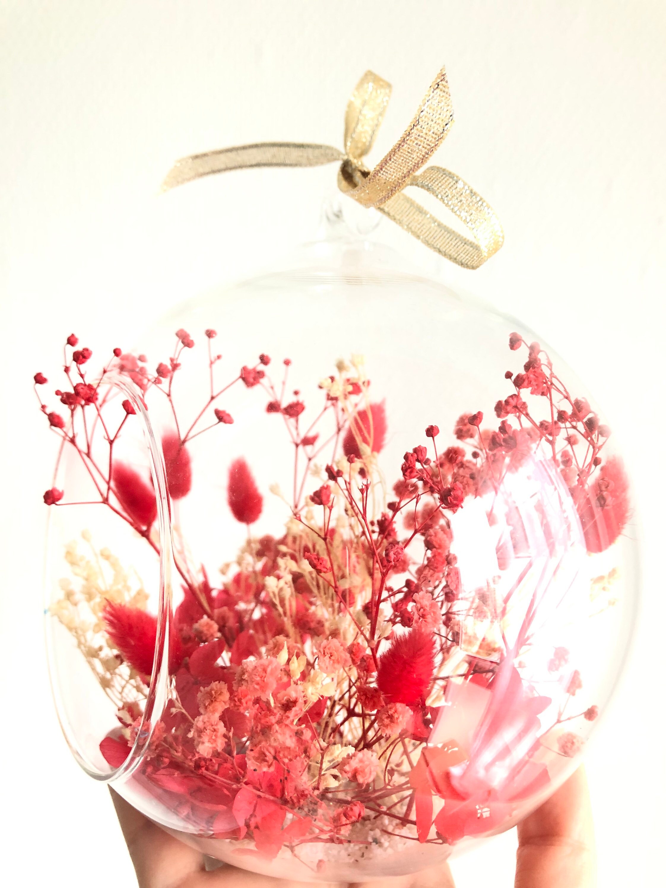 Monde Fleuri Remplies de Fleurs Séchées France Rouge Beige - Cadeau Fête Des Grands-Mères