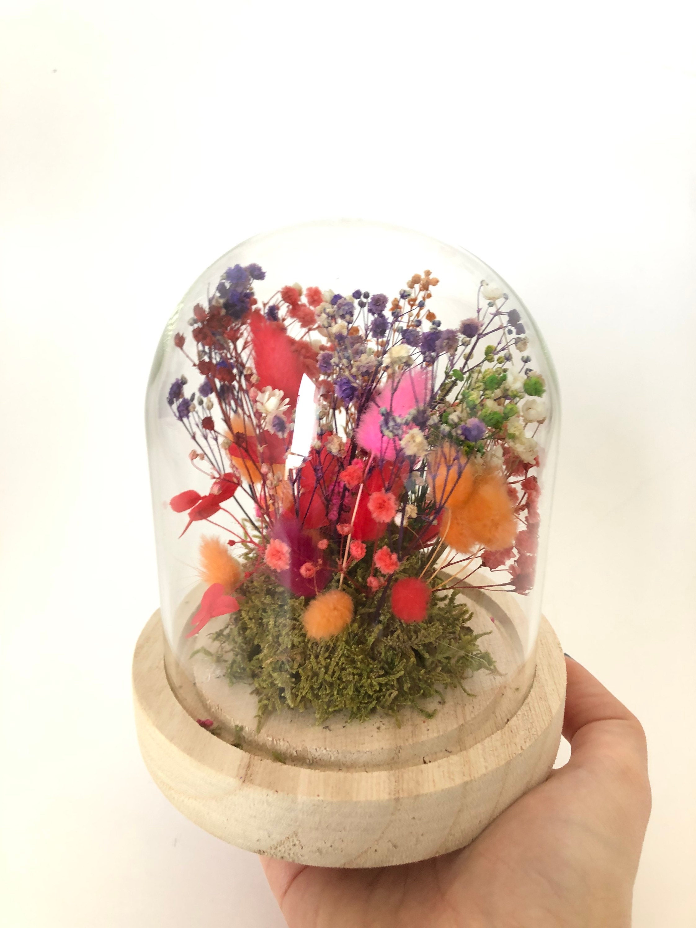 Cloche Fleurie Fleurs Séchées France - Décoration Intérieure Gifts For Her Cadeau Fête Des Grands-Mè