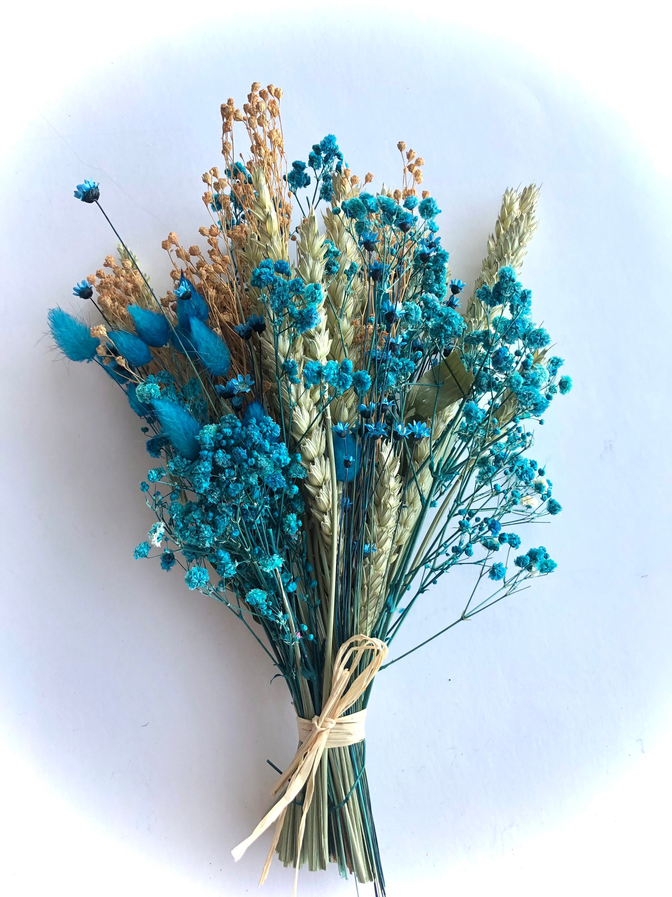 Bouquet de Fleurs Séchées France - Cadeau Fête Des Grands-Mères Longueur 28cm Env Largeur 15cm Env.