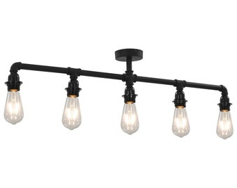 Industrial Ceiling Lamp Black 5 X E27 Bulbs