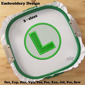 Super Mario Bros Luigi L Embroidery Design
