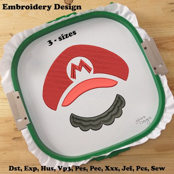 Motif de broderie Mario chapeau et moustache