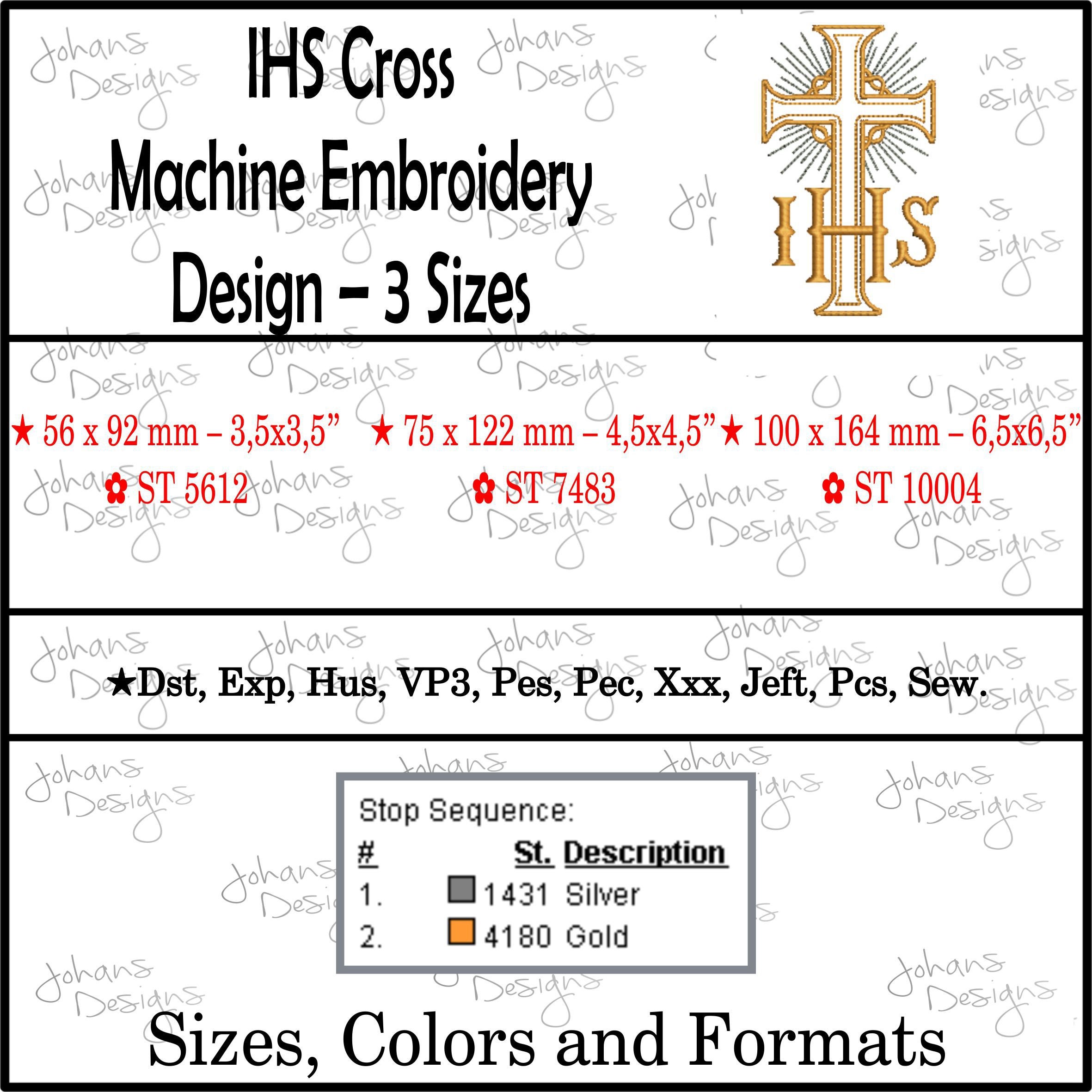 IHS Cross Embroidery Design - Etsy