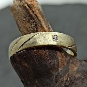 Exclusive ring 925 silver with zirconia gemstone ladies gift patina brushed matt shiny design 17.2 mm size 54 silver ring