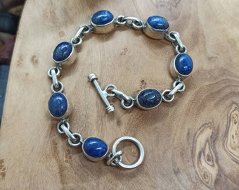 Lapis Lazuli Bracelet 925 Silver Retro Style Design Finely