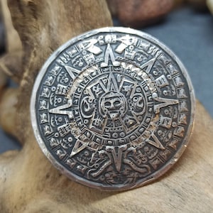 Exclusive brooch 925 silver idol Maja Aztec Mexico vintage gift 35 mm noble design patina rare rarity ladies pendant