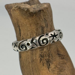 Vintage ring 925 silver 18.5 mm size 58 patina gift ladies exclusive silver ring pattern structure modern stylish exclusive