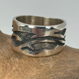 Tribal ring 925 silver 17.5 mm size 55 gift men women patina silver ring classic simple noble stylish retro modern timeless