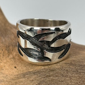 Tribal ring 925 silver 16.6 mm size 52 gift men women patina silver ring classic simple noble stylish retro modern timeless