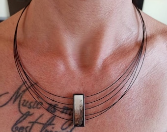 Thread chain with silver pendant necklace length adjustable elegant design vintage retro ladies eye-catcher gift silver chain necklace necklace