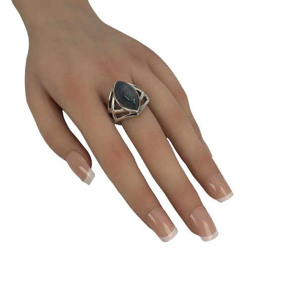 Art Deco Ring 925er Silber 18,1 Gr. 57 Lapislazul… - image 3