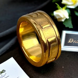 Fossil ring 925 silver 16.8 mm size 52 24 carat gold-plated gift women&#39;s patina silver ring classic simple noble stylish retro