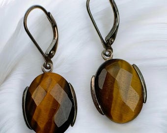 Genuine Tiger's Eye Stud Earrings In Sterling Silver, 4mm, 5mm And 6mm...