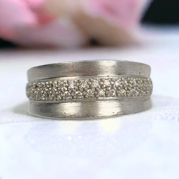 Bague Pierre Cardin en argent 925 taille 17 8 mm. Bague en argent sterling 56 accroche regard design vintage ensemble de zircones pave cadeau Etsy France