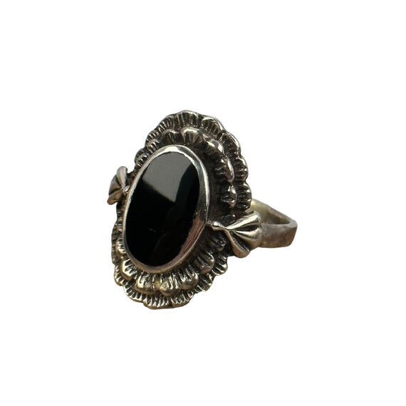 Art Deco ring 925 silver 18.2 mm size. 57 Onyx Ge… - image 2