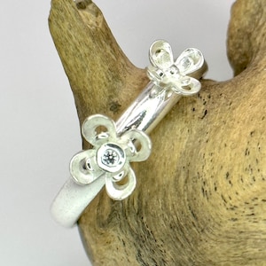 Vintage Ring 925 Silver Size 55 17.6 mm Flower Blossom Ladies Silver Ring Gift Rare Noble Exclusive Design Luxury Spinning Retro Timeless