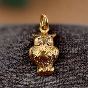 Owl pendant 800 silver brilliant diamonds vintage 24 carat gold-plated pendant sustainable jewelry gift exclusive eye-catcher