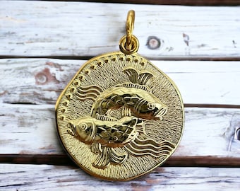 Pisces pendant gold 333 chain pendant modern trend zodiac sign relief horoscope luxury eyecatcher 8kt 8ct 333 round