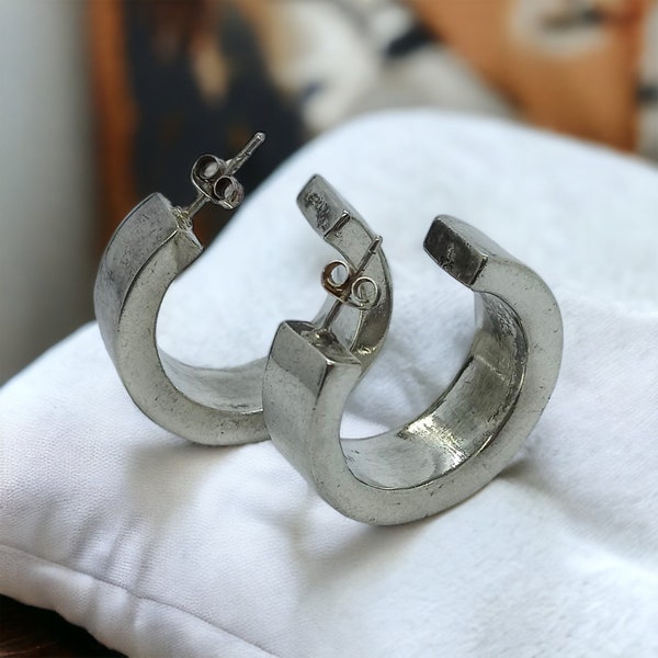 Opulente Creolen Ohrringe 925er Silber Ohrstecker Damen Geschenk 30mm Durchmesser + 9,5mm breit Vintage