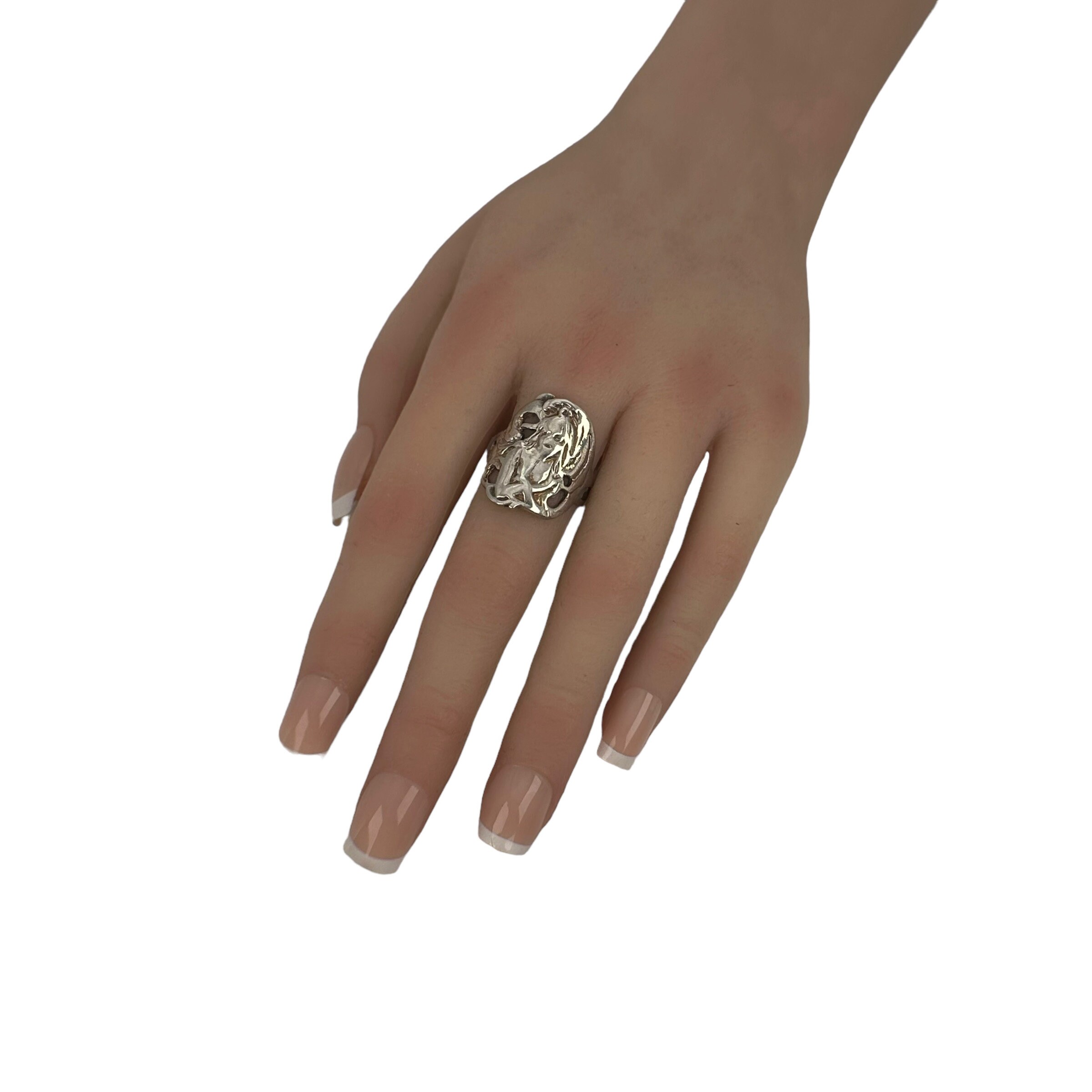 レリーフリング シルバー925 レディース メンズ ヴィンテージ 18.8mm