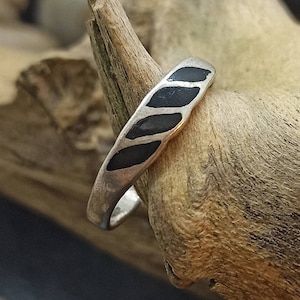 Stylish ring 925 silver 17.5 mm size 55 vintage gift patina black