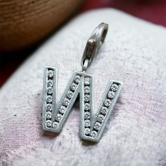 Pendentif lettre F argent 925 rhodié zirconium - Bijoux Argent/Doré