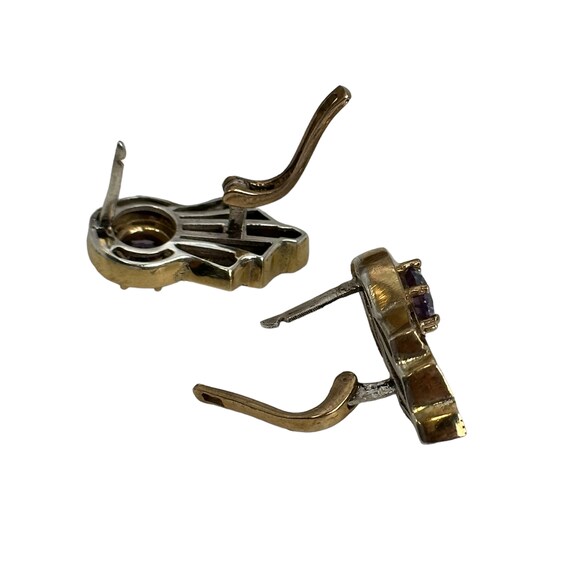 Art Deco hoop earrings 925 silver zirconia vintag… - image 8