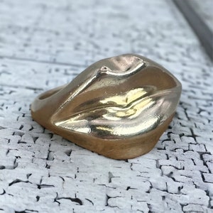 Vintage ring 925 silver 16.7 mm size. 52 Patina lip ladies exclusive silver ring mouth kissing mouth