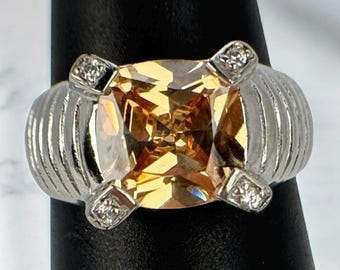 シトリンリング 925 シルバー ヴィンテージ 18.7 mm サイズ 58 ギフト