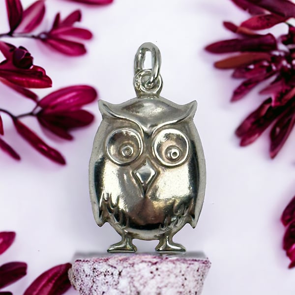 Sweet thick owl necklace pendant real silver vintage design noble gift eye-catcher pendant rare retro timeless Kautz rarity luxury