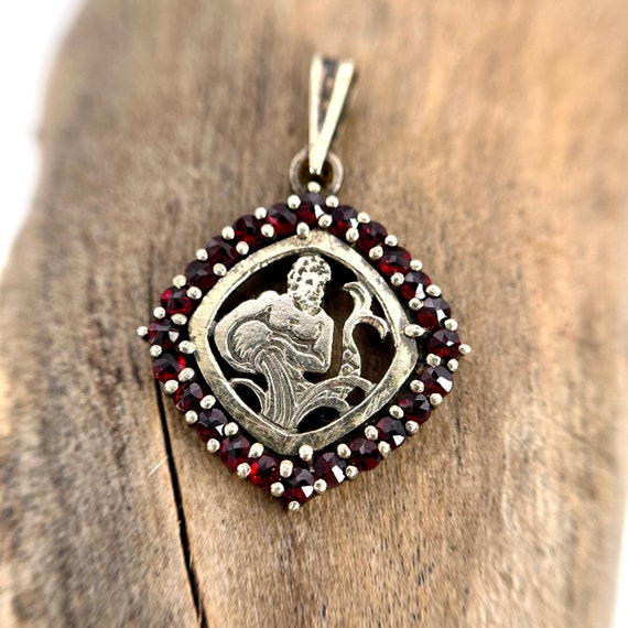 Aquarius necklace pendant real silver zodiac sign… - image 2